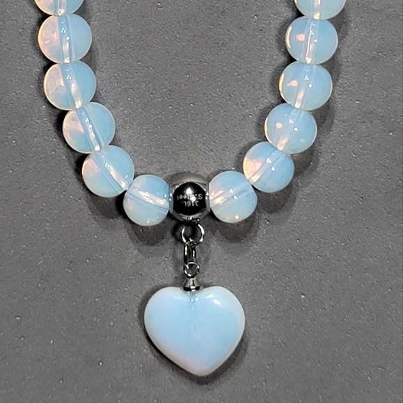Opalite, Austrian Crystal and Howlite Stretch Bracelet - Picture 4 of 4